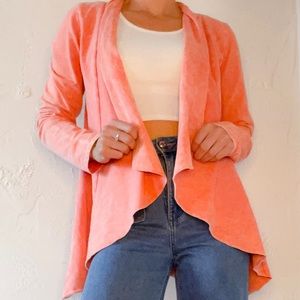 Testimony Los Angeles Pink French Terry Open Front Victorian Draped Jacket